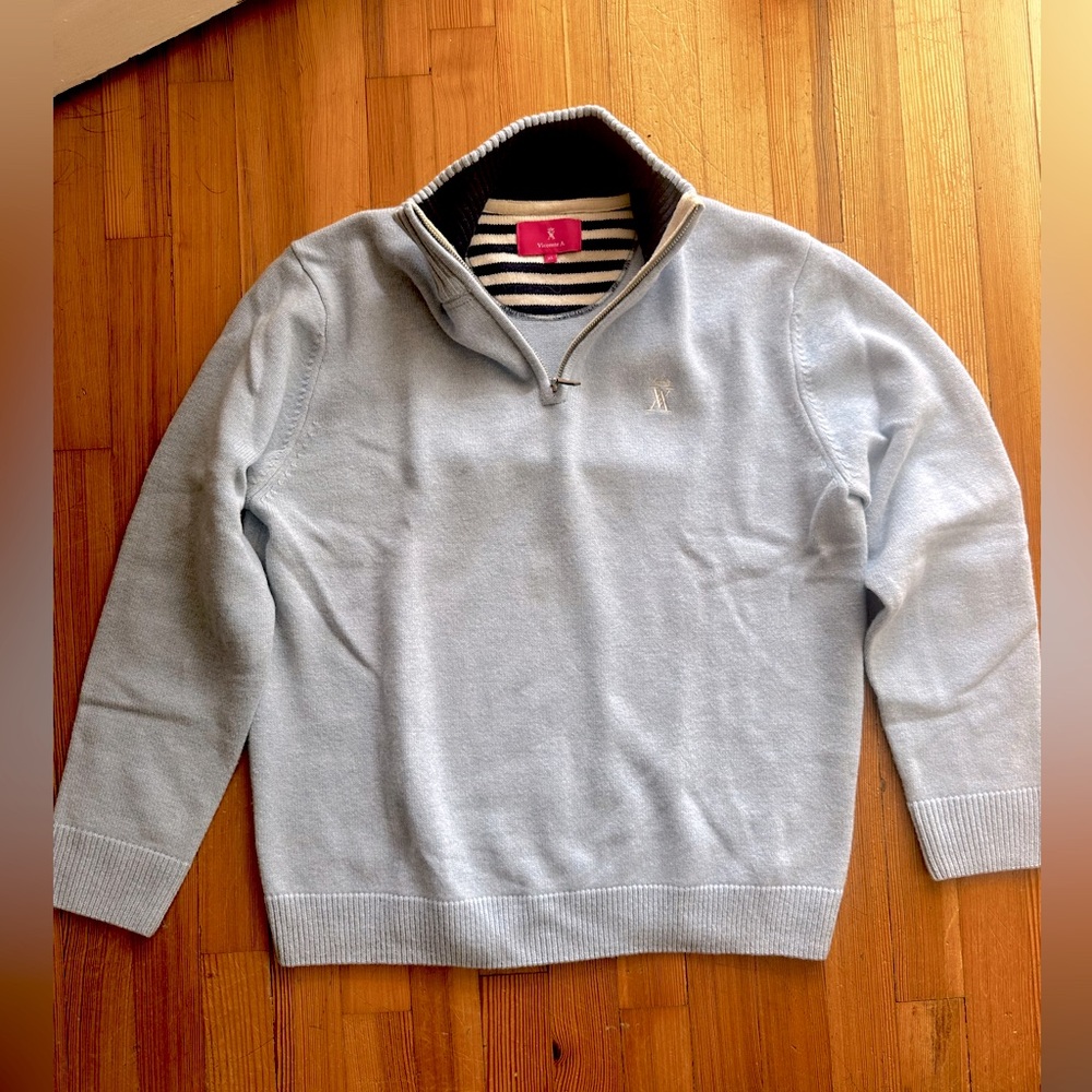 Vicomte A, light blue men’s quarter-zip sweater, size XL
